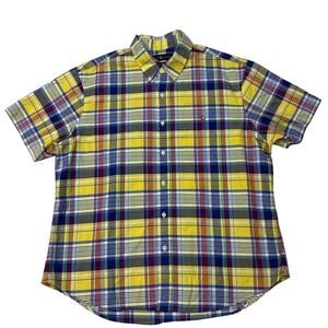 Ralph Lauren Shirt Mens Size 2XL Plaid Slim Fit Twill Short Sleeve Casual Preppy